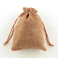 Polyester Imitation Sackleinen Verpackungsbeutel Kordelzugbeutel&nbsp;ABAG-R004-14x10cm-03