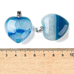 Pendentifs en agate à cœur de cristal naturel teint et chauffé&nbsp;GG-CBACB71-04P-03