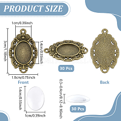 30 pz impostazioni cabochon ciondolo in lega di stile tibetano&nbsp;DIY-UN0008-63AB