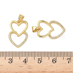 Pendentifs avec zircon cubiques à micro-pavés en laiton&nbsp;KK-H076-13G