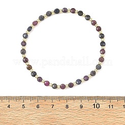 Bracelets extensibles en perles facettées de corindon rouge naturel/rubis et saphir pour femmes&nbsp;BJEW-JB14254