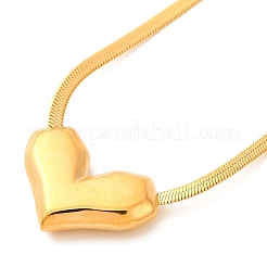 Ionenbeschichtung (IP) 304 Edelstahl Herz Anhänger flache Schlangenkette Halsketten für Frauen&nbsp;NJEW-G142-06G