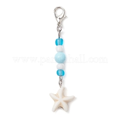 Ciondolo con ciondolo sintetico turchese a tema oceano e decorazioni con perline di vetro&nbsp;HJEW-JM03155-02