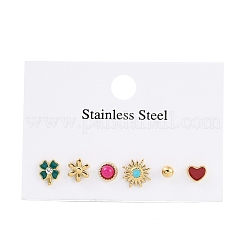 Boucles d'oreilles à tige en acier inoxydable 304 avec strass et teinture&nbsp;EJEW-S224-04G-01