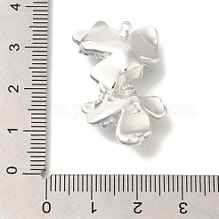 Verbinder-Anhänger aus klarem Zirkonia aus Messing und Glas mit Blumenmotiv&nbsp;KK-K388-63S