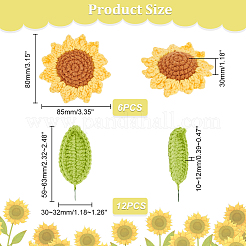 18 Stück 2 Stil Handstrickwolle Sonnenblume und Blatt&nbsp;DIY-GA0006-11