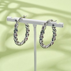 Orecchini a cerchio da donna in ottone con micro pavé di zirconi cubici&nbsp;EJEW-U033-01P