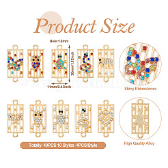 Fascini del connettore del rhinestone della lega di 40pcs 10 stili&nbsp;FIND-TA0002-01