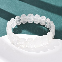 Braccialetti elastici con perline sfaccettate in cristallo di quarzo naturale per donna&nbsp;BJEW-K251-07T