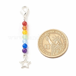 Decorazioni pendenti con perline di giada della Malesia naturale e tinta a tema chakra&nbsp;HJEW-JM00642-02