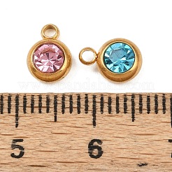 Dijes de rhinestone de acero inoxidable con piedra de nacimiento 201&nbsp;STAS-G368-01G