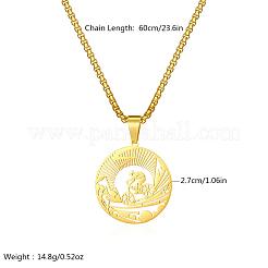 Colliers ronds plats creux en acier inoxydable avec pendentif motard pour hommes et femmes&nbsp;PG0930-1