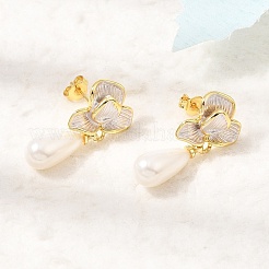Pendientes colgantes de latón esmaltado&nbsp;KK-CBAB173-02A-G