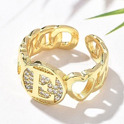 Anillos abiertos de circonita cúbica transparente con micro pavé de latón para mujer&nbsp;RJEW-K289-02G-E
