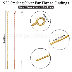 3 par de pendientes de plata de ley de 3 colores y 925 piezas&nbsp;STER-BBC0001-40