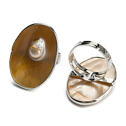 Süßwassermuschel mit perlmuttverstellbaren Fingerringen für Mädchen und Frauen&nbsp;AJEW-Z010-03