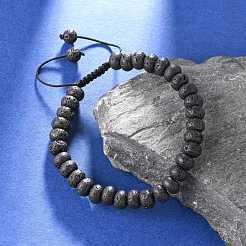 Bracelets de perles tressées en pierre de lave naturelle ajustables&nbsp;BJEW-F369-A02