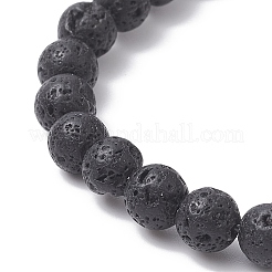 Set di braccialetti elasticizzati con perline in pietra lavica naturale da 4 pezzo&nbsp;BJEW-JB09365