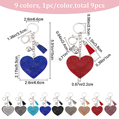 9 portachiavi con ciondolo in resina piena di strass per San Valentino&nbsp;KEYC-CP0001-10
