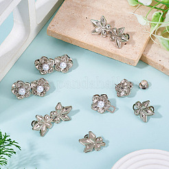 6 stücke 2 arten blume blatt legierung & imitation perle einstellbare jean button pins&nbsp;AJEW-TA0003-25