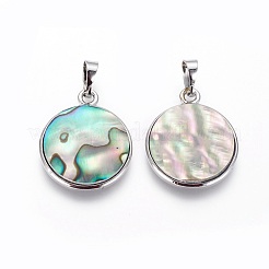Abalone Muschel / Paua Muschel Anhänger&nbsp;SSHEL-L008-74P