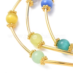 6 bracciale multifilo con perline rotonde a forma di occhio di gatto in 6 colori per donna&nbsp;BJEW-JB12338