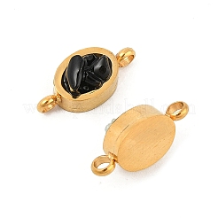 Natürlicher gemischter Edelsteinsplitter 304 Edelstahl ovale Verbinder Charms&nbsp;KK-P300-11G