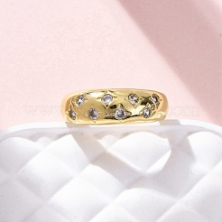 Bagues de manchette en laiton avec micro pavé de zircone cubique transparente pour femmes&nbsp;RJEW-H248-01G-01