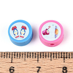 Perles en argile polymère imprimées faites à la main&nbsp;CLAY-T022-12I