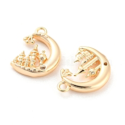 Pendentifs avec zircon cubiques à micro-pavés en laiton&nbsp;KK-E090-20G