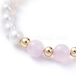 Pulseras de perlas naturales y cuarzo rosa natural&nbsp;BJEW-JB05153-05