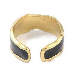 Anelli per dita con polsino smaltato in acciaio inossidabile 304 placcati ioni (ip)&nbsp;RJEW-L107-051G-02