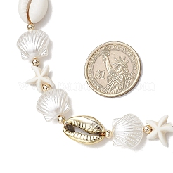 Collane di perline regolabili estive con stelle marine turchesi sintetiche&nbsp;NJEW-JN05270-03