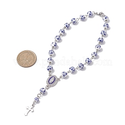 Decorazioni pendenti con perline rotonde in ceramica e porcellana stampate a fiori fatte a mano&nbsp;HJEW-JM04642