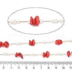 Handgefertigte Ketten aus Naturmuscheln und ABS-Imitationsperlen&nbsp;CHS-F025-13G-03