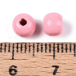 Sprühlackierte runde Perlen aus natürlichem Schima-Holz&nbsp;WOOD-A018-6mm-06
