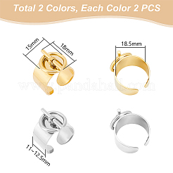 4 Stück 2 Farben Edelstahl offene Manschettenringe Set für Liebhaber&nbsp;RJEW-UN0002-94