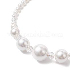 Bracelets ronds dégradés en perles de verre et perles de coquillage blanches pour femmes&nbsp;BJEW-JB12980
