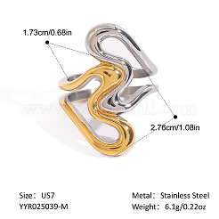Unisex Edelstahl Doppelherz offener Ring mit vergoldetem Schmuckzubehör&nbsp;WS7090-2