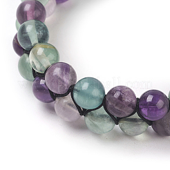Bracciali di perline intrecciati in fluorite naturale regolabili&nbsp;BJEW-E351-01G