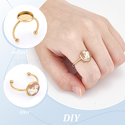 DIY halbrunde Kuppel 304 Edelstahl offene Manschettenringe Schmuckherstellungssets&nbsp;DIY-UN0006-39