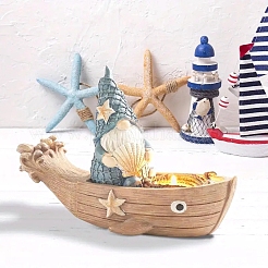 Figurines de gnomes et de bateaux en résine pour décorations d'affichage&nbsp;PW-WG4136F-01