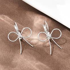 Boucles d'oreilles à levier en laiton avec nœud papillon&nbsp;EJEW-A150-04C-P
