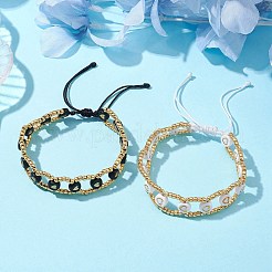 2 braccialetto con perline intrecciate con semi di vetro in 2 colori&nbsp;BJEW-JB10360