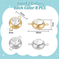 16 Stück 2 Farben 304 Edelstahl Pavé klar Zirkonia Verbinder Charms&nbsp;STAS-UN0056-06