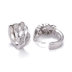 Boucles d'oreilles huggie huggie en laiton micro pave clair&nbsp;EJEW-K083-38P