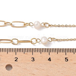 Colliers à maillons ovales en acier inoxydable 304 et perles de verre pour femmes&nbsp;NJEW-A045-04G-1