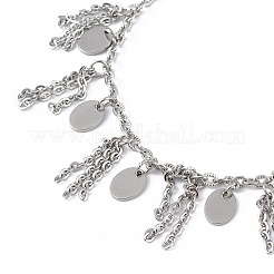 Bracciale con ciondolo ovale e a forma di cuore in acciaio inossidabile 304 anti-ossidazione per donna&nbsp;BJEW-G669-13P
