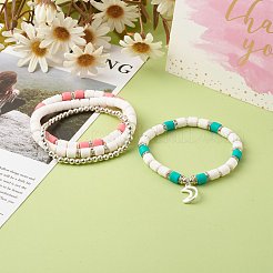 Ensembles de bracelets extensibles en perles d'argile polymère faites à la main&nbsp;BJEW-JB06435