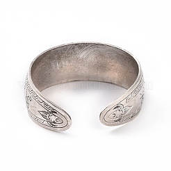 Böhmische legierung im tibetischen stil mit dicker offener manschette für frauen&nbsp;LS-BJEW-E002-01AS-01